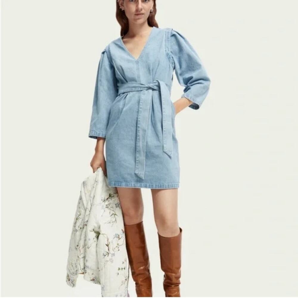 NWT SCOTCH & SODA Belted Denim Mini Dress Size XL